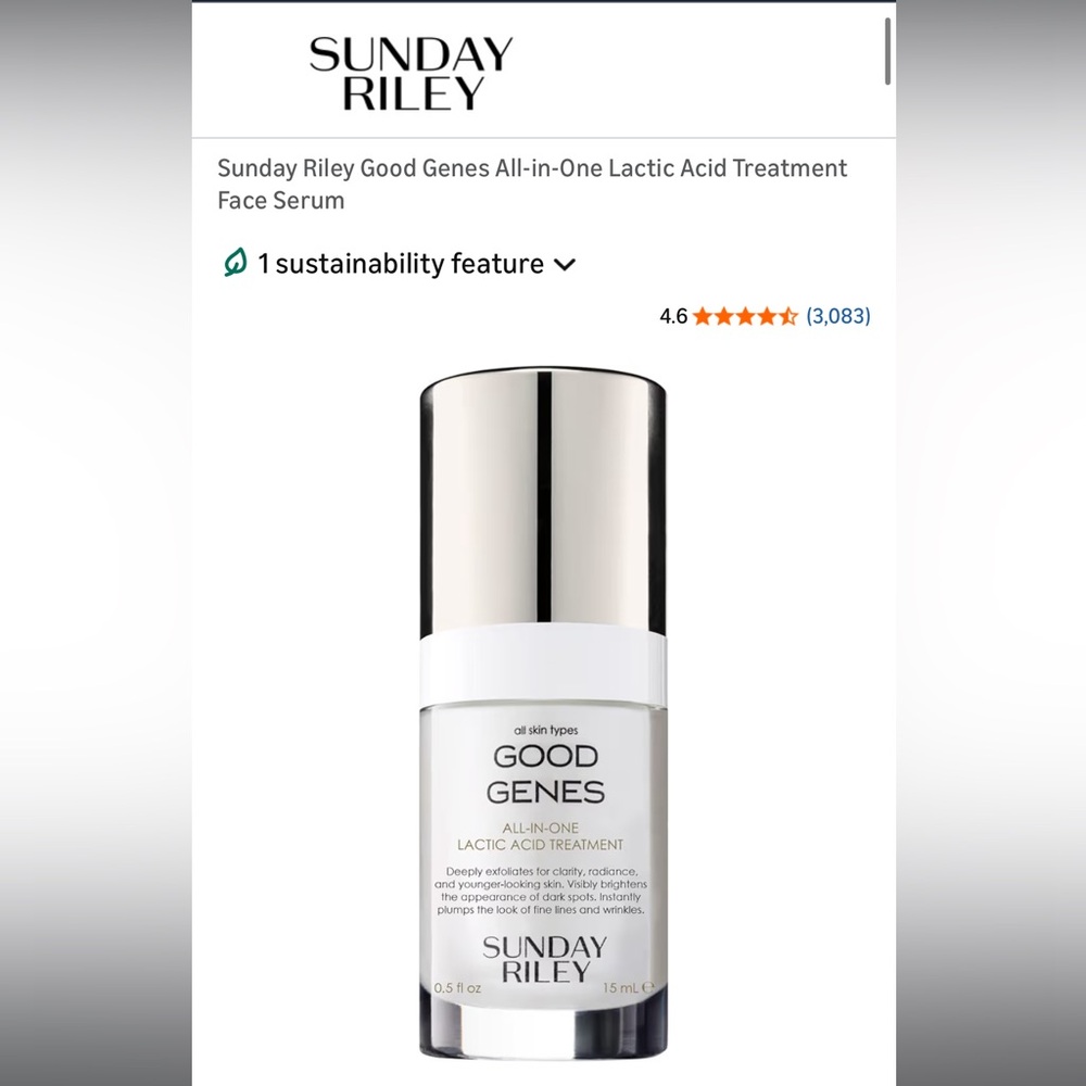 NIB Sunday Riley Good Genes All-In-One Lactic Acid Treatment Serum - Picture 6 of 8
